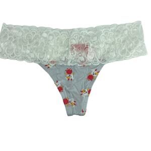 Splendies Devious Dog White Lace Waist Thong Panty Womens Size Small